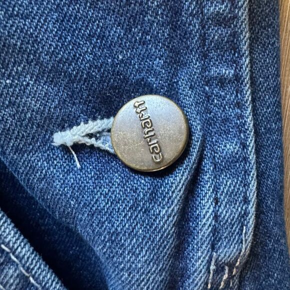 Carhartt Denim Carpenter Dark Blue Jean Overalls Size 34 Workwear Utility Trades - Picture 6 of 11